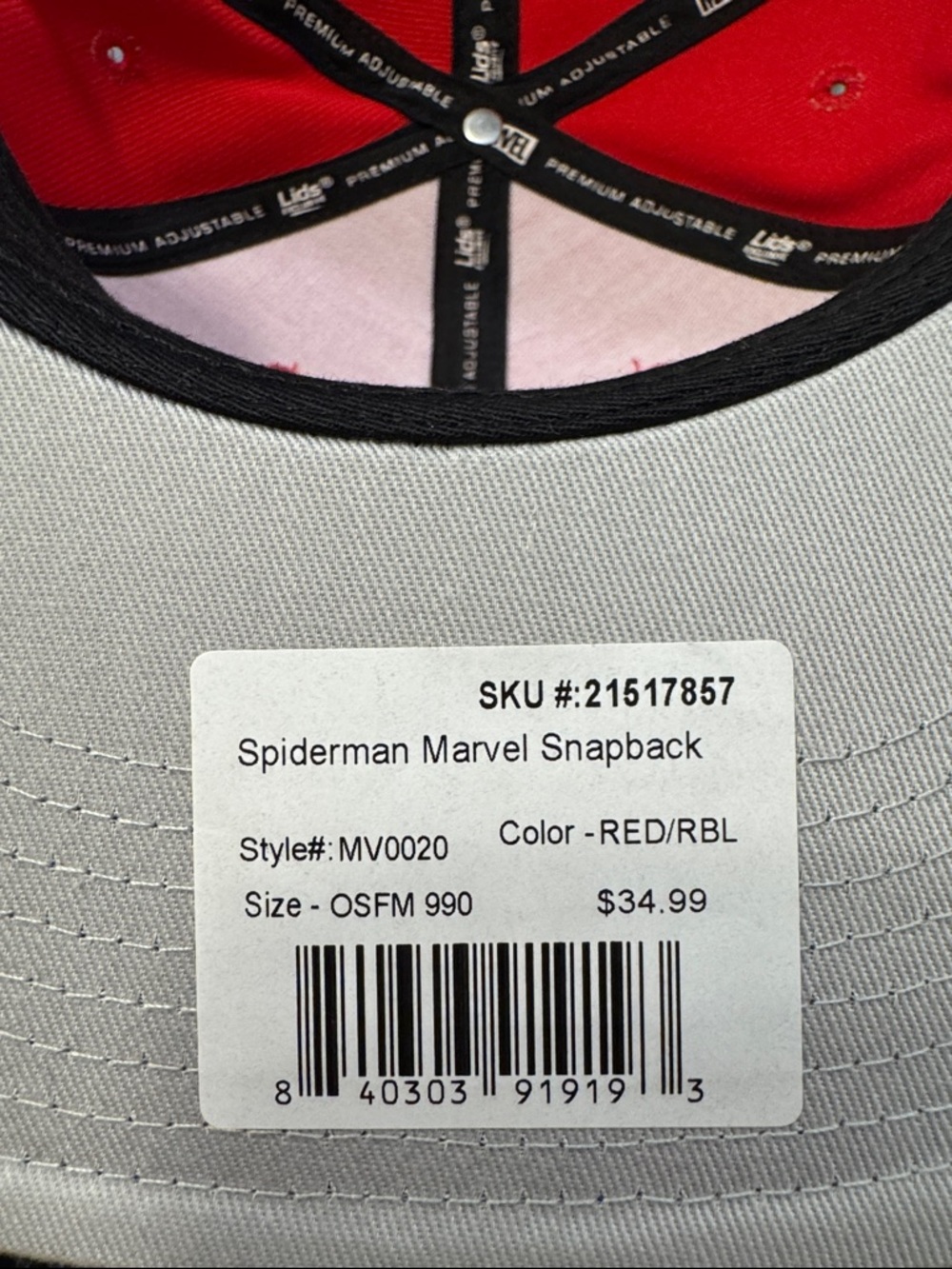 Marvel Spider-Man Mens Red and Blue Snapback Hat - Picture 6 of 6